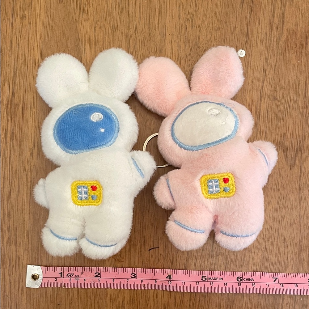 Plush Astronaut Bunny Matching Keychains